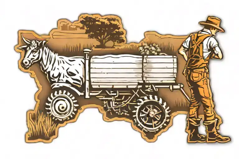 farming boy standing tattoo design idea