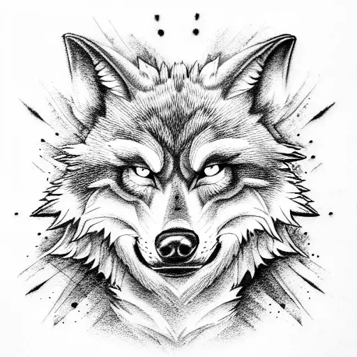 angry wolf tattoo design idea