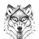 angry wolf tattoo design idea