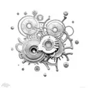scoll  with cogs and flowers tattoo design idea
