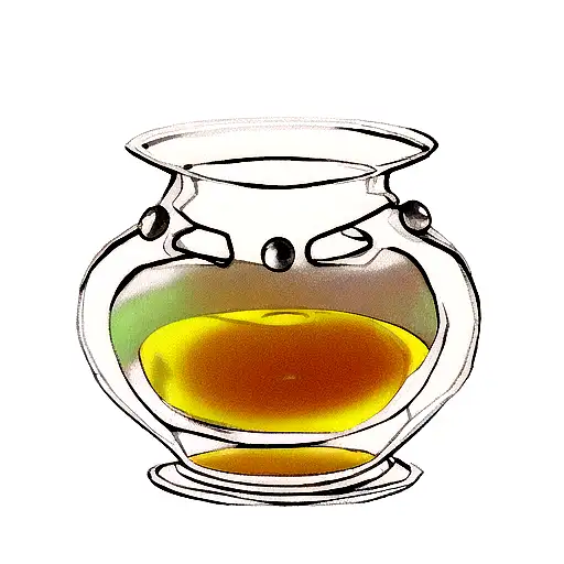 Honey Pot with pair of buttons lying near it's base tattoo design idea