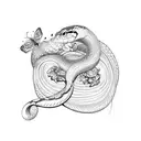 snake and butterfly  tattoo design idea