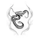 snake and butterfly  tattoo design idea