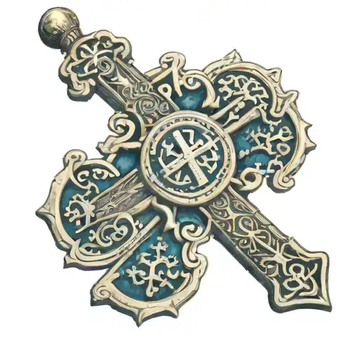 Croatian Covenantal Cross with medallion of saint benedict tattoo design idea