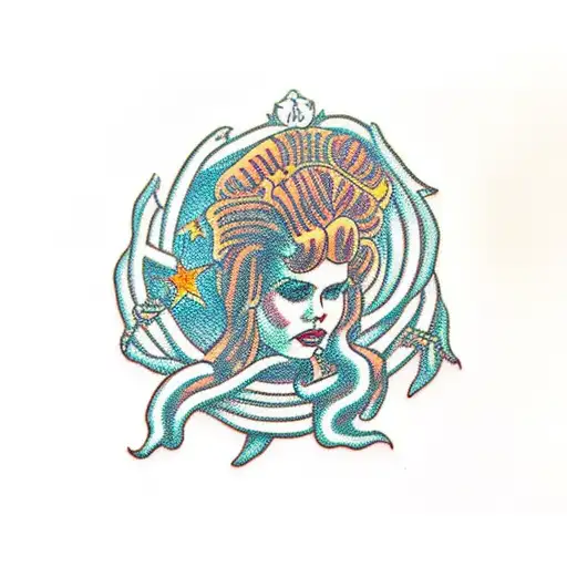 Traditional Lana Del Rey As Medusa Tattoo Idea Blackink Ai 