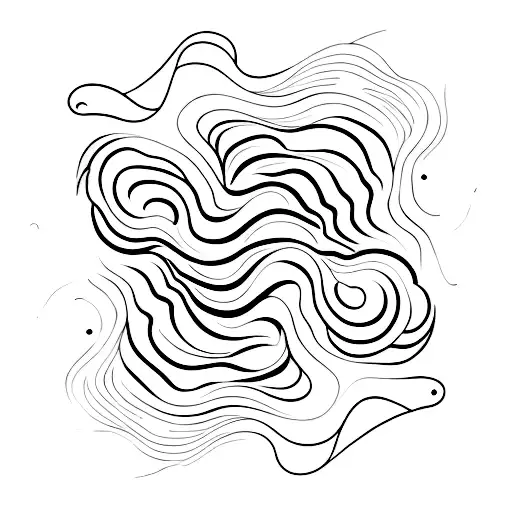 Imagine a graceful, curling wave rendered in minimalist black ink, with delicate lines suggesting movement and depth. In tattoo design idea