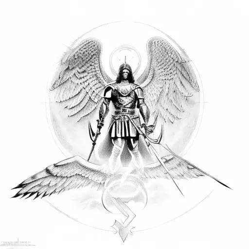 Archangel Michael Defeating Satan tattoo design idea