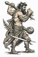 David killing Goliath tattoo design idea
