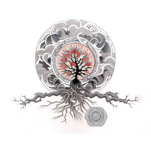 Tree of Life with bodhi tattoo design idea