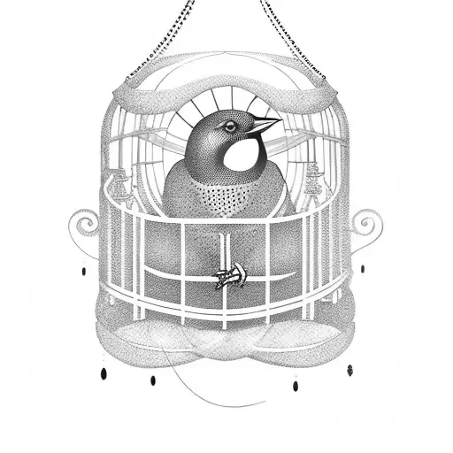 BIRD CAGE WITH CHAINS tattoo design idea