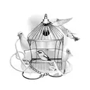 BIRD CAGE WITH CHAINS  tattoo design idea
