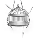 BIRD CAGE WITH CHAINS  tattoo design idea