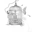 BIRD CAGE WITH CHAINS  tattoo design idea