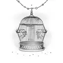 BIRD CAGE WITH CHAINS  tattoo design idea