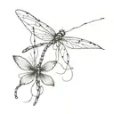 small barbed wire dragonfly tattoo design idea