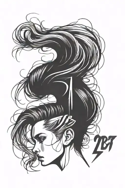 behind ear “another danger” font making the numbers follow the hair line at an angle and shrink to 1x1 inch  tattoo design idea