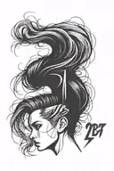 behind ear “another danger” font making the numbers follow the hair line at an angle and shrink to 1x1 inch  tattoo design idea