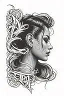 behind ear “another danger” font making the numbers follow the hair line at an angle and shrink to 1x1 inch  tattoo design idea