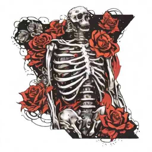 my entire rib cage tattooed. flesh tearing away revealing my bones underneath and galaxy print in the space between tattoo design idea