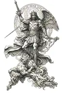 st micheal slaying the devil tattoo design idea