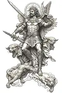 st micheal slaying the devil tattoo design idea