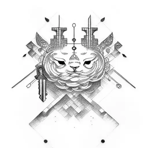 lock with 4 key tattoo design idea
