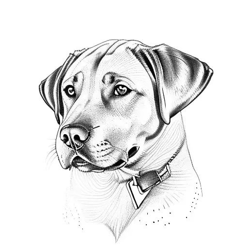 A detailed portrait of a Labrador with Enko's name incorporated into the design tattoo design idea