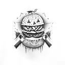 scarecrow eats a hamburger  tattoo design idea