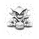 scarecrow eats a hamburger  tattoo design idea