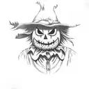 scarecrow eats a hamburger  tattoo design idea