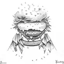 scarecrow eats a hamburger  tattoo design idea