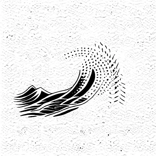wave with irish tribal symbols tattoo design idea