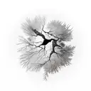 a branch of a tree breaking and inside there's machines and engines tattoo design idea