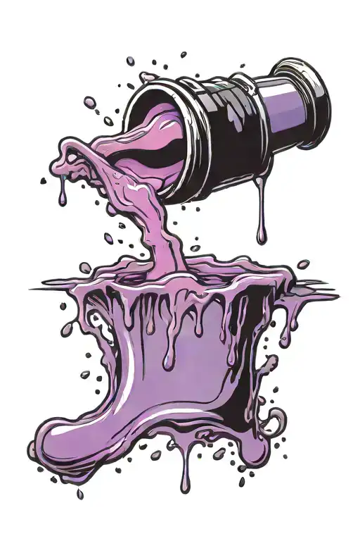 purple gradient paint can flowing over into a puddle tattoo design idea