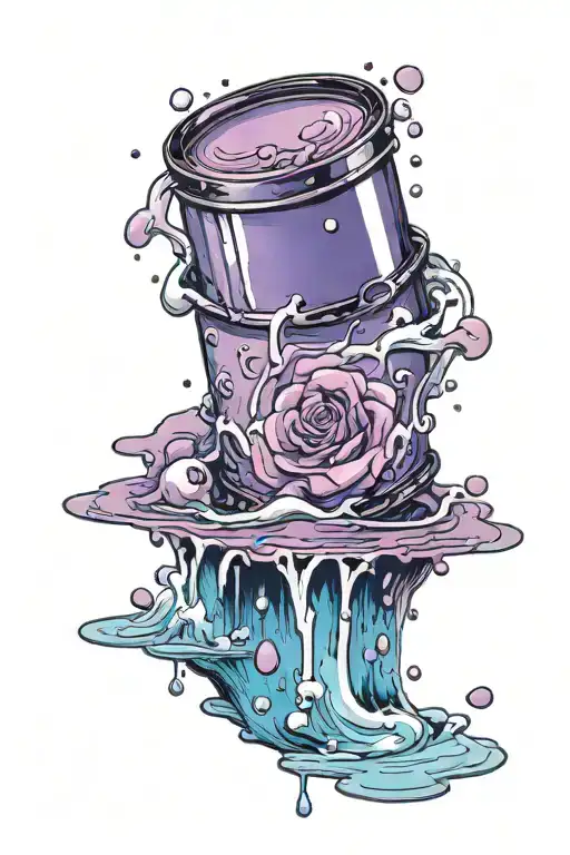 paint can flowing into a puddle, purple gradient  tattoo design idea