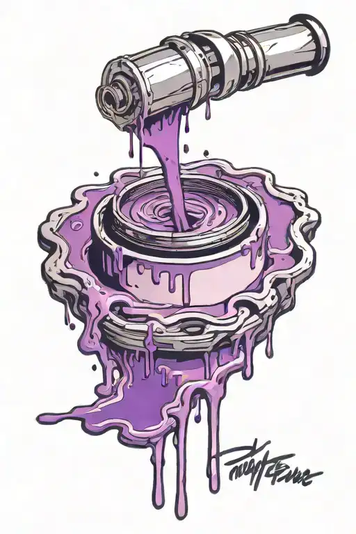 paint can dripping into a puddle, purple gradient  tattoo design idea