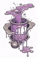 paint can dripping into a puddle, purple gradient  tattoo design idea