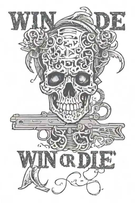 win or die text tattoo design idea