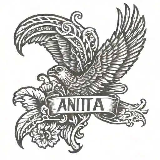 name Anita and cokcain line under it tattoo design idea