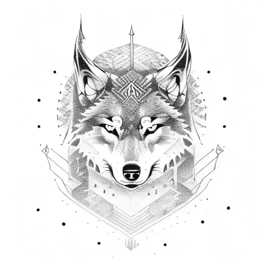 Wolf Viking  tattoo design idea