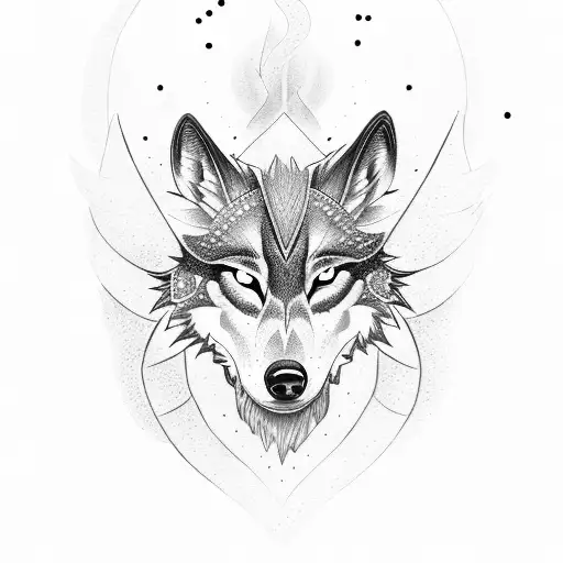 hybrid of a wolf and a phoenix tattoo design idea