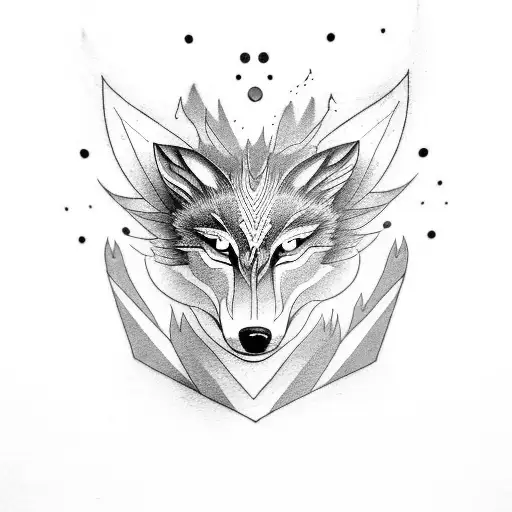 hybrid of a wolf and a phoenix tattoo design idea