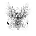 hybrid of a wolf and a phoenix tattoo design idea