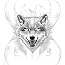 hybrid of a wolf and a phoenix tattoo design idea