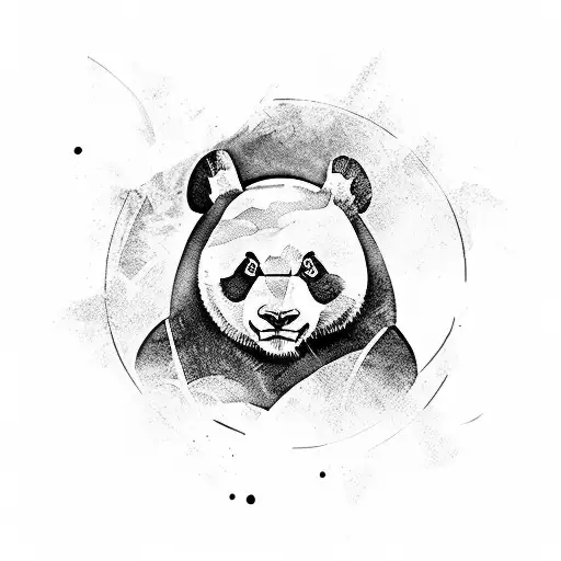 full body panda warrior. wise, strong and badass tattoo design idea