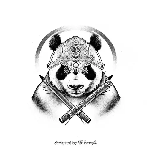 panda warrior tattoo design idea