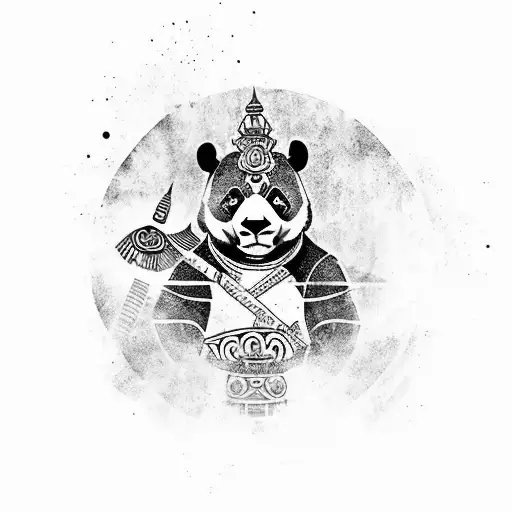standing panda warrior. wise, strong and badass tattoo design idea