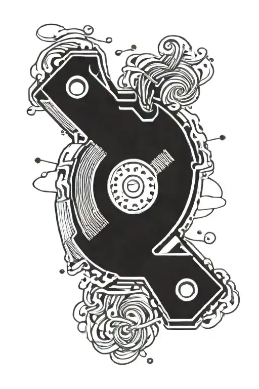 Combine elements of 90s music with baking themes, such as a cassette tape mixing bowl or a vinyl record cookie cutter tattoo design idea