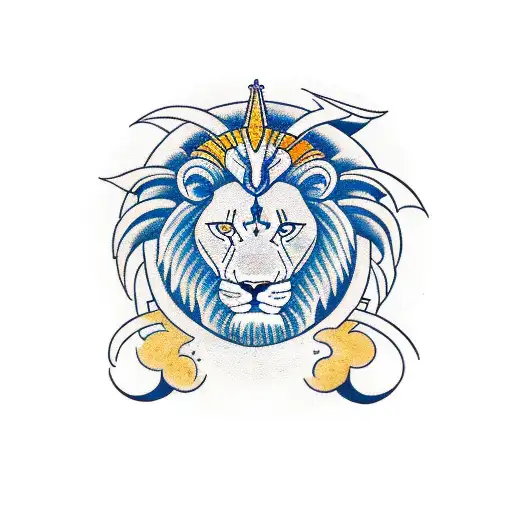 astronomical symbol of ram, lion and scorpio mixed together tattoo design idea