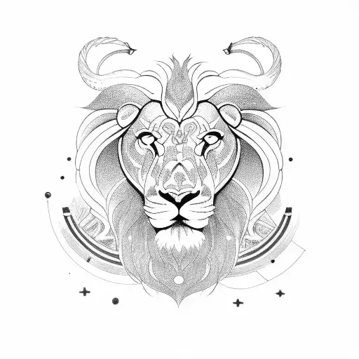 astronomical symbol of ram, lion and scorpio mixed together tattoo design idea